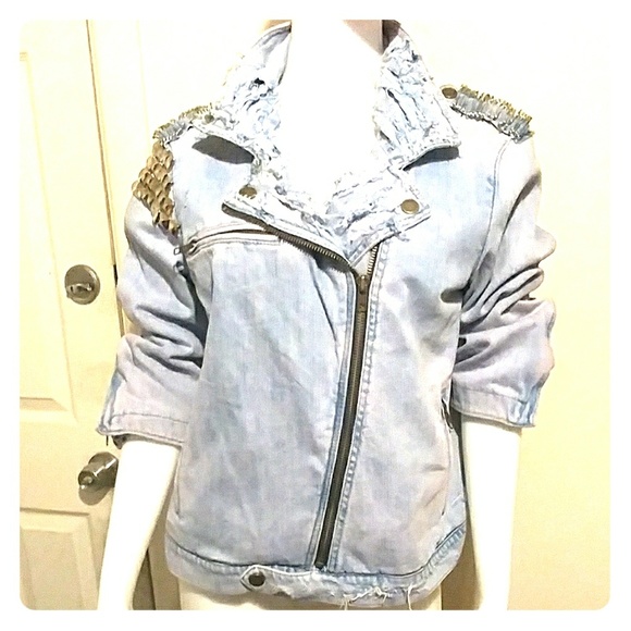 GAP Jackets & Blazers - Gap Customized Moto Distressed Denim jacket Sz XL